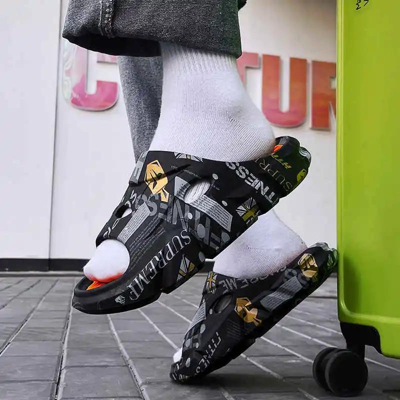 Fashion Snickers Men's Beach Sneakers Trainer Sandals 2025 Height Increase Flip Flops Male-To-Male Boty Summer Sneakers For Men Tennis