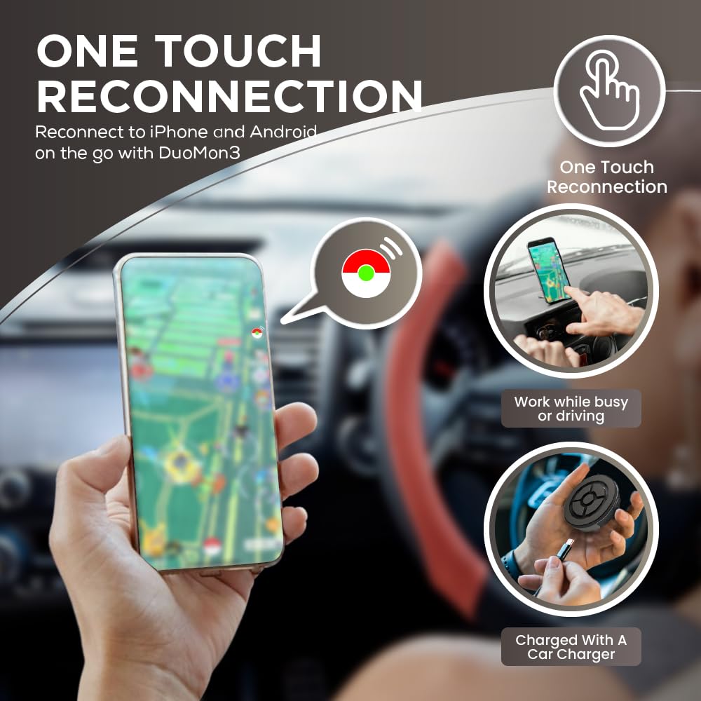 Megacom DuoMon3 PRO 2025 Pocket IPX7 Wireless and APP Adjustable Charging Pad with Reconnection Version Version, Auto-reconnect Function, 1P/2P