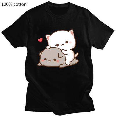 Peach Cat Goma and Mochi Tshirt New Summer Style T Shirt Femme Cute Print Women Teeshirt Fashion Breathable Couple 100 Cotton