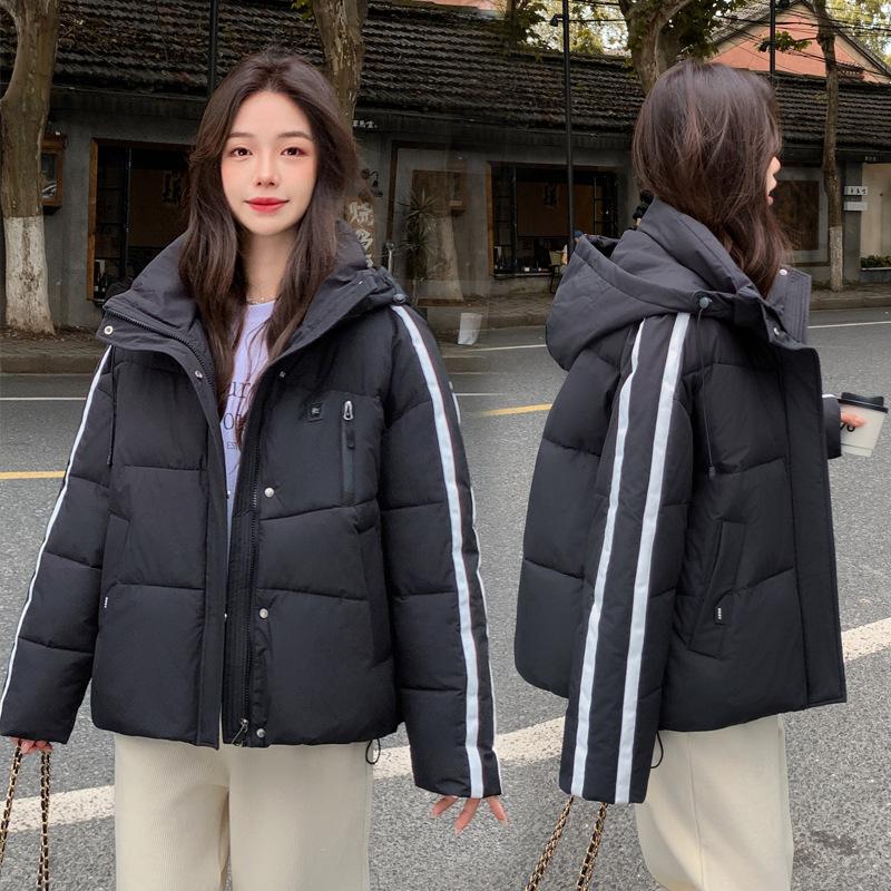 Hooded short down cotton jacket women's winter 2025 new Korean version of fashion collegiate style workwear fried street thickened jacket