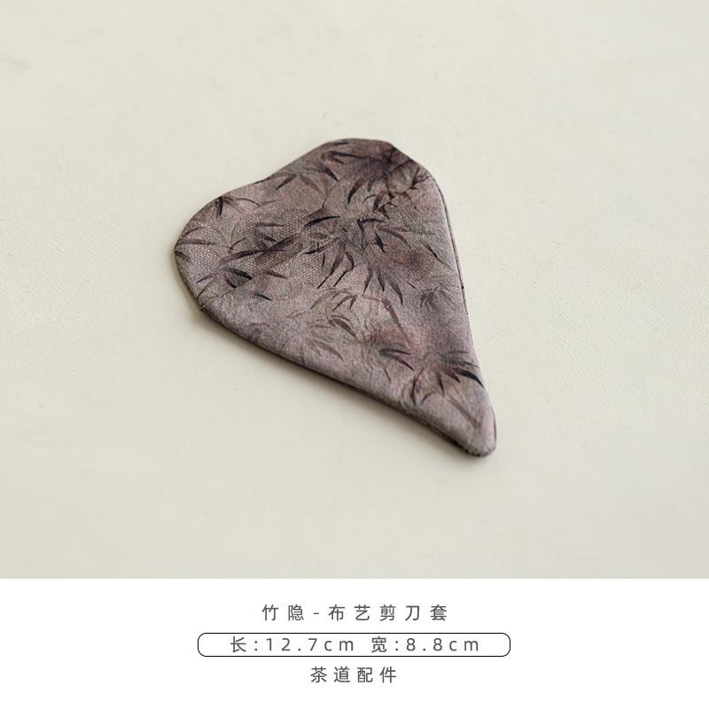 

Retro Bamboo Tea Bag Scissors Pure Handmade Cloth Bag Tea Scissors Protector Tassel Chinese Knot Tea Knife Puer Tea Ceremony