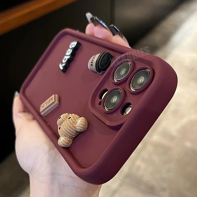 

Силіконовий чохол із милим 3D ведмедиком із мультфільмом «Кава» для Samsung Galaxy A15 A25 A35 A55 A05s A54 A34 A24 A14 М’який матовий чохол A71 4G винний