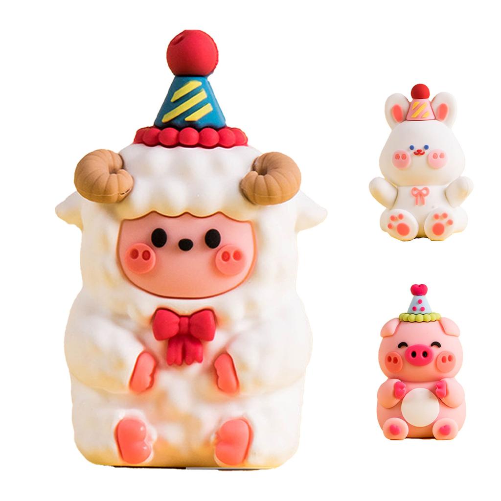 Cartoon Animal Figurine Decorative Cute Soft Plastic Animal Ornament for Birthday Party Desktop