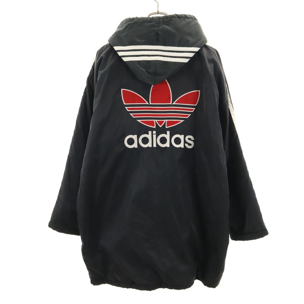 Adidas Trefoil Logo Fleece-lined Hood Bench Coat L Black Men's Used