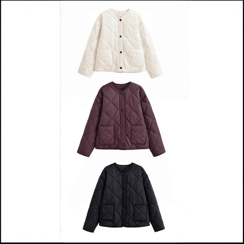 Women's Fashion Casual Round Neck Cotton Jacket with Chest Pocket