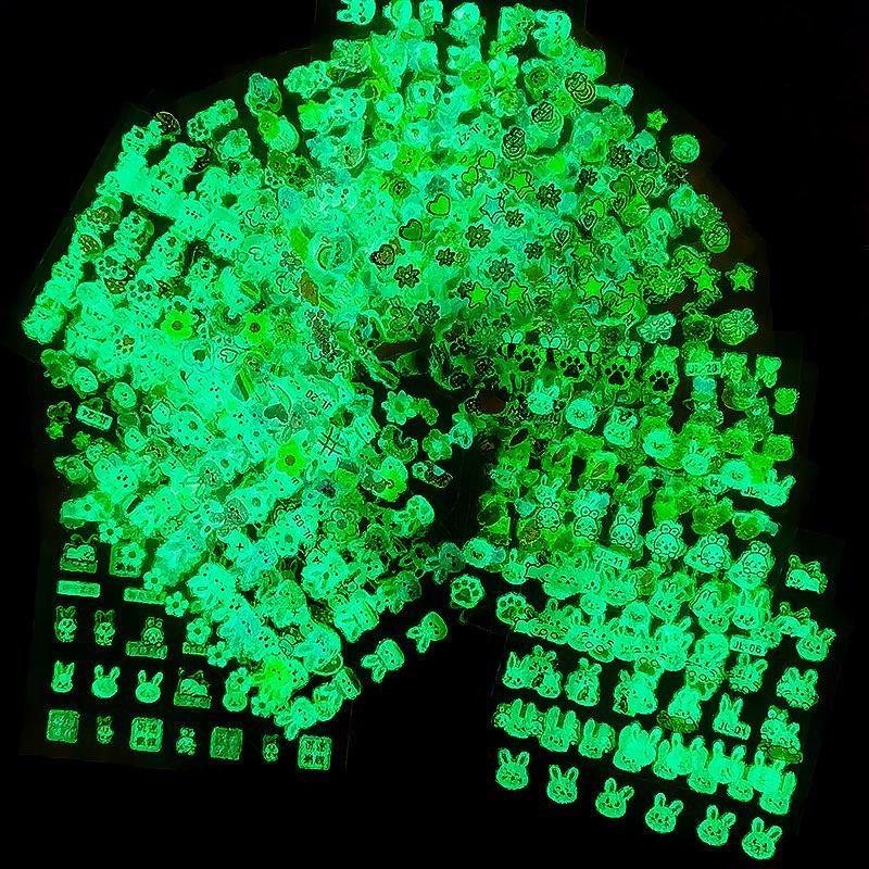 30/90Pcs Children'S Cute Cartoon Bunny Art Stickers Diy Fluorescence Nail Sticker Toy Princess Baby Waterproof Nail Sticker Toy