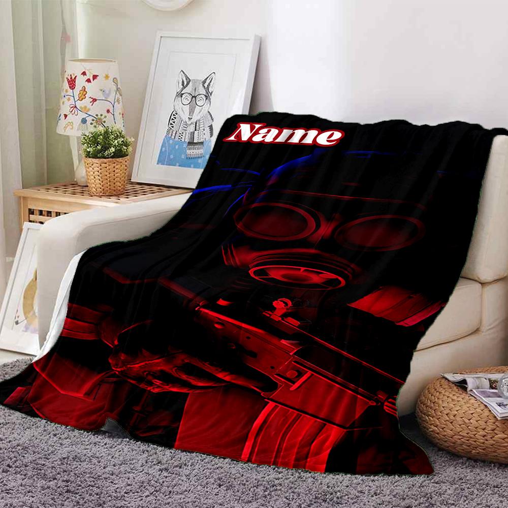 Custom Name "Nighttime Soldier Silhouette" Blanket for Couch & Bed, Plush Cozy Fuzzy Blanket Super Soft & Warm Blankets for Fall and Winter. 0908131