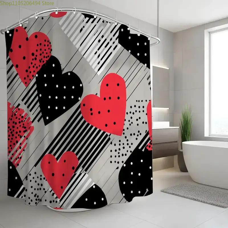 1pc Bathroom Shower Curtain, Wedding Anniversary Celebration, Valentine's Day Shower Curtain, Includes 12 Hooks, 180*180cm Bat