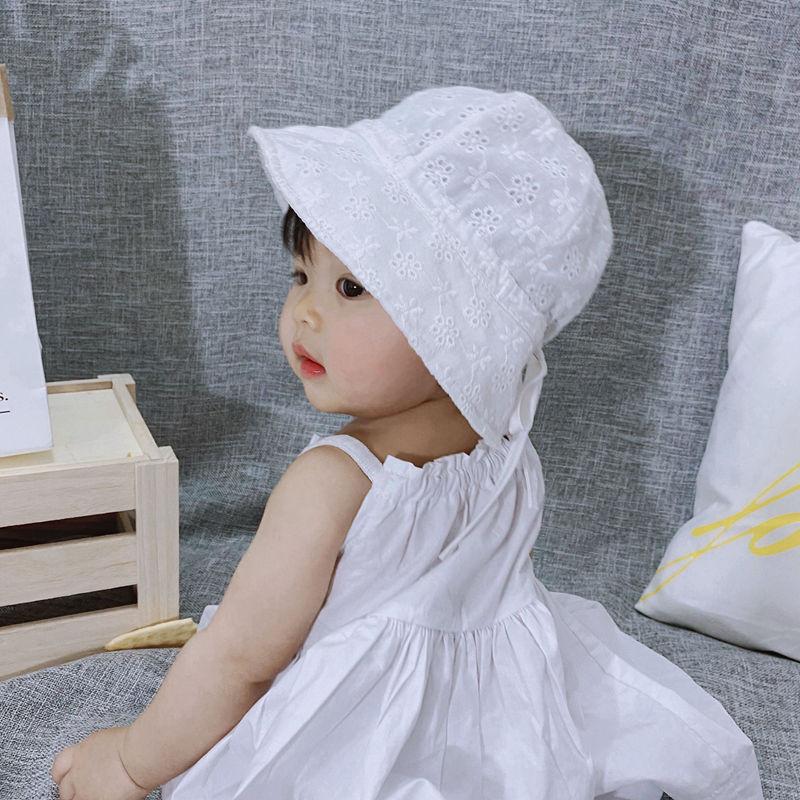 Cute Flower Baby Girl Bucket Hat Breathable Big Brim Cotton Infant Sun Hats Outdoor Travel Casual Toddler Fisherman Cap