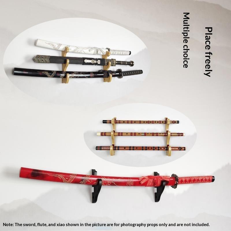 1/2/3 Tier Samurai Sword Wall Holder Rack Solid Wooden Katana Storage Shelf for Home Decor Collection Great Gift