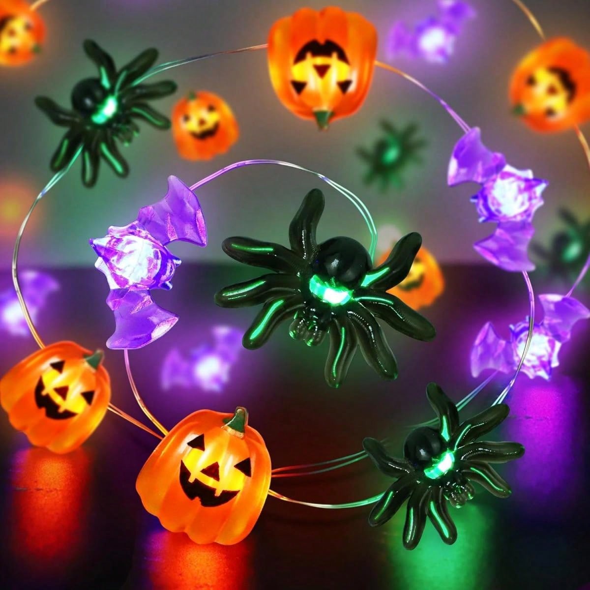 

1PC Pumpkin Spider Bat Halloween String Lights 20/30 LED Copper Wire Fairy Lights For Home Porch Party Indoor Festival Decor 2M20LED белый