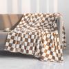 LOMAO Soft Throw Blanket with Checkerboard Pattern Warm  Cozy Flannel for Couch Bed Sofa  Khaki X Inches