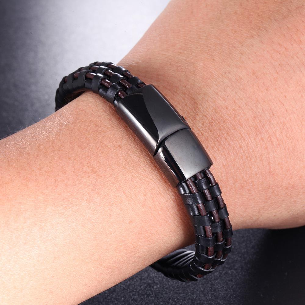 Korean version of fashion fashion jewelry, men's bracelets, leather rope woven bracelets