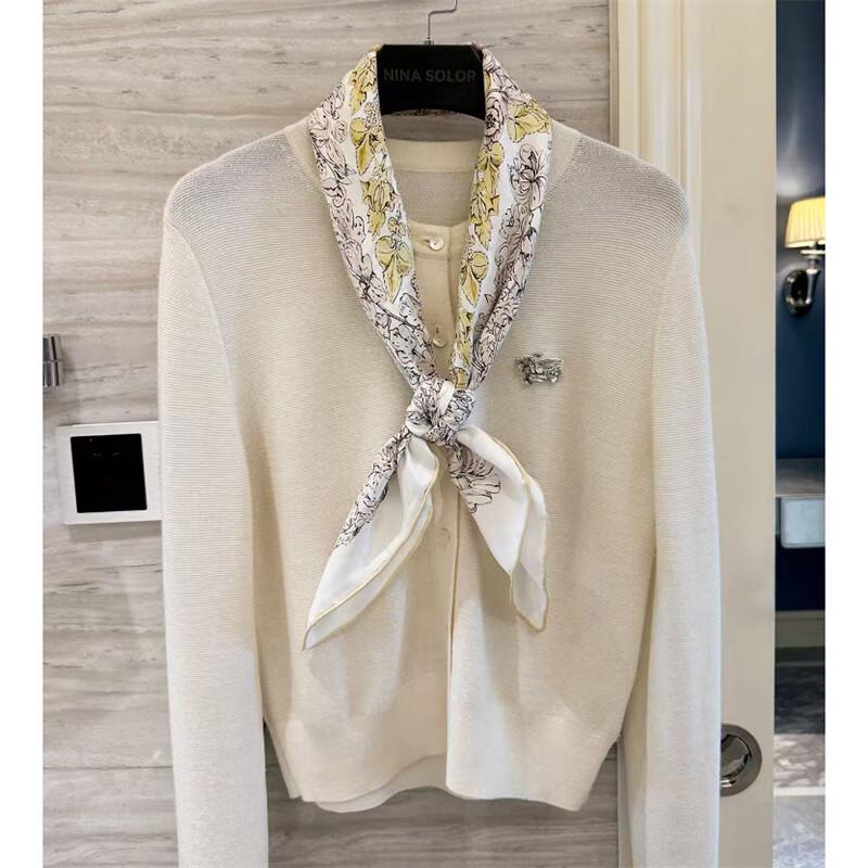 NINA SOLOR Lucky Star Flower Vine Silk Scarf