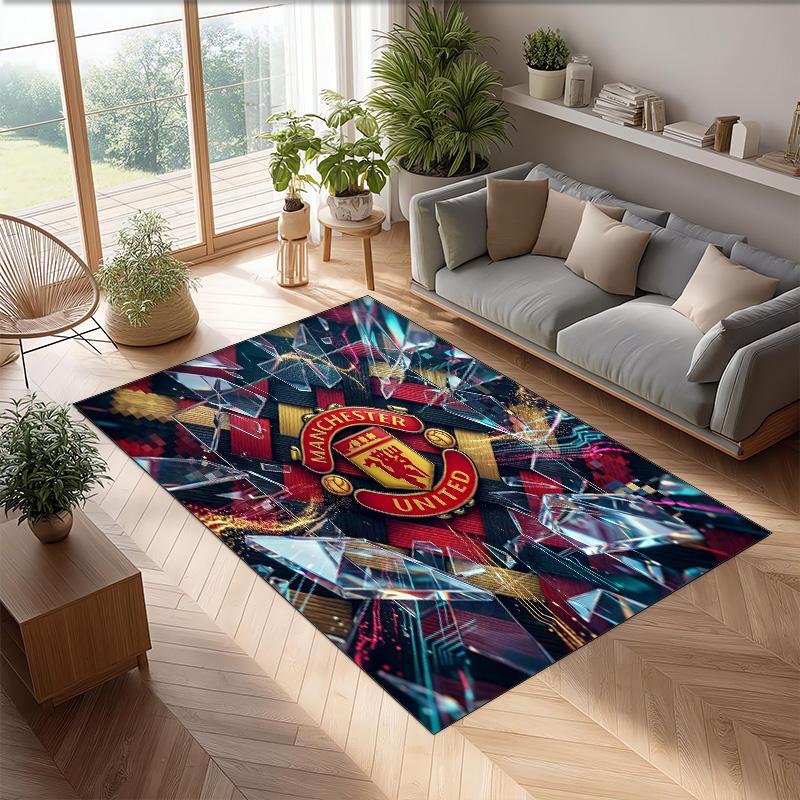 Tappeto in Flanella Stampato Manchester United Antiscivolo Morbido Poliestere Tappeto per Pavimento Tappetino Decorativo per Interni per Camera da Letto Soggiorno Divano