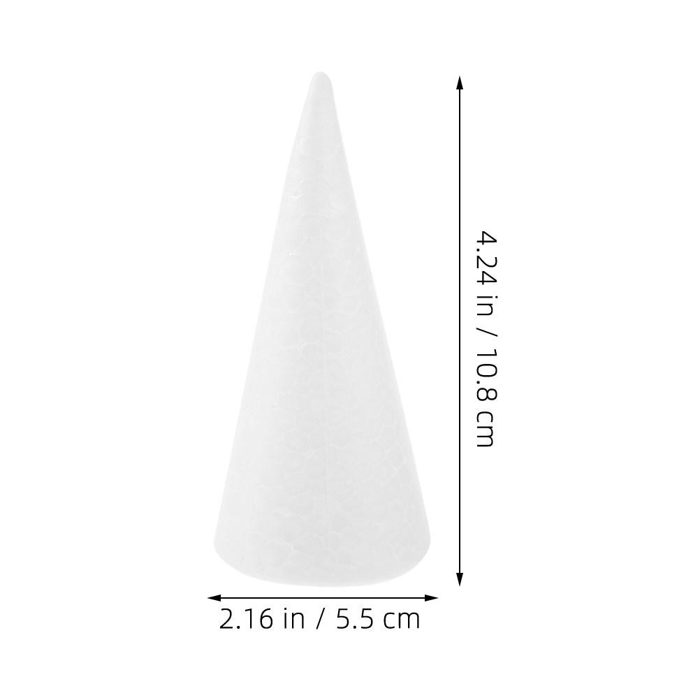 20Pcs White Polystyrene Craft Foam Cones Decorative Foam Cones for DIY Xmas Tree Holiday Party Floral Table Centerpiece