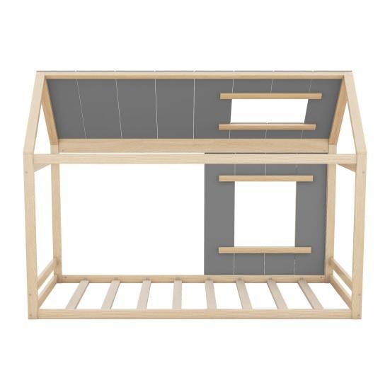 Toy Room Ergonomic Design Baby Bed with Roof Window Strong Infant Load Bearing House Shape Cot Bedroom Furniture Children
