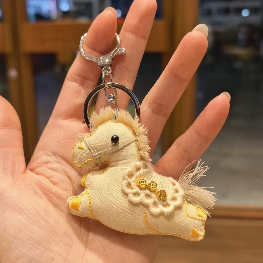 Mini Horse Year Key Ring Cartoon Pony Pendant Plush Toys Stuffed Animal Keyring  New Year
