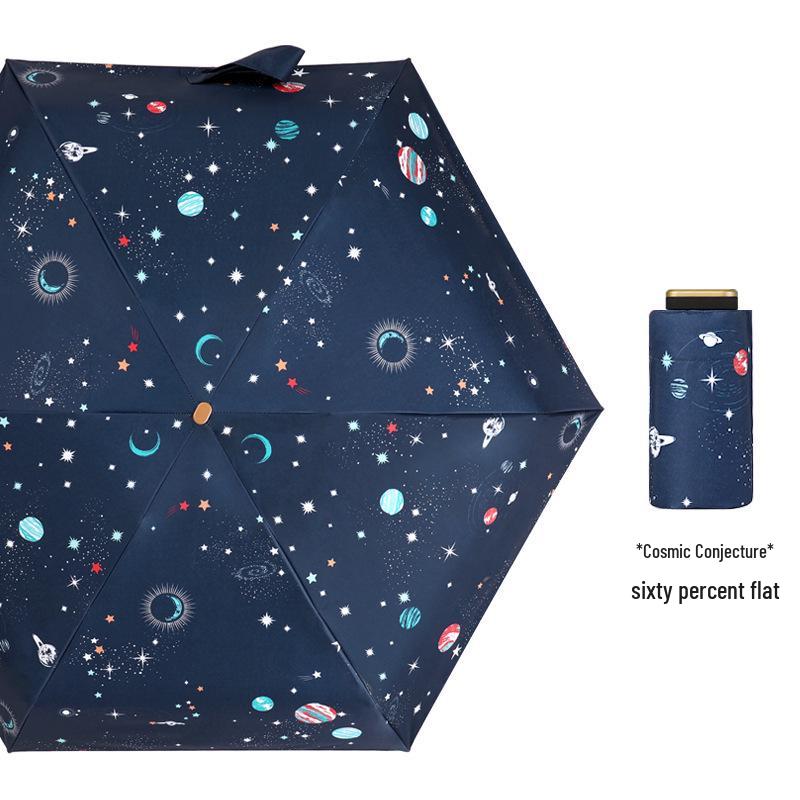 

Compact Anti-UV Folding Umbrella - Portable, Dual-Use for Sun and Rain, Pocket-Size Six-Fold Design with Fruit Pattern