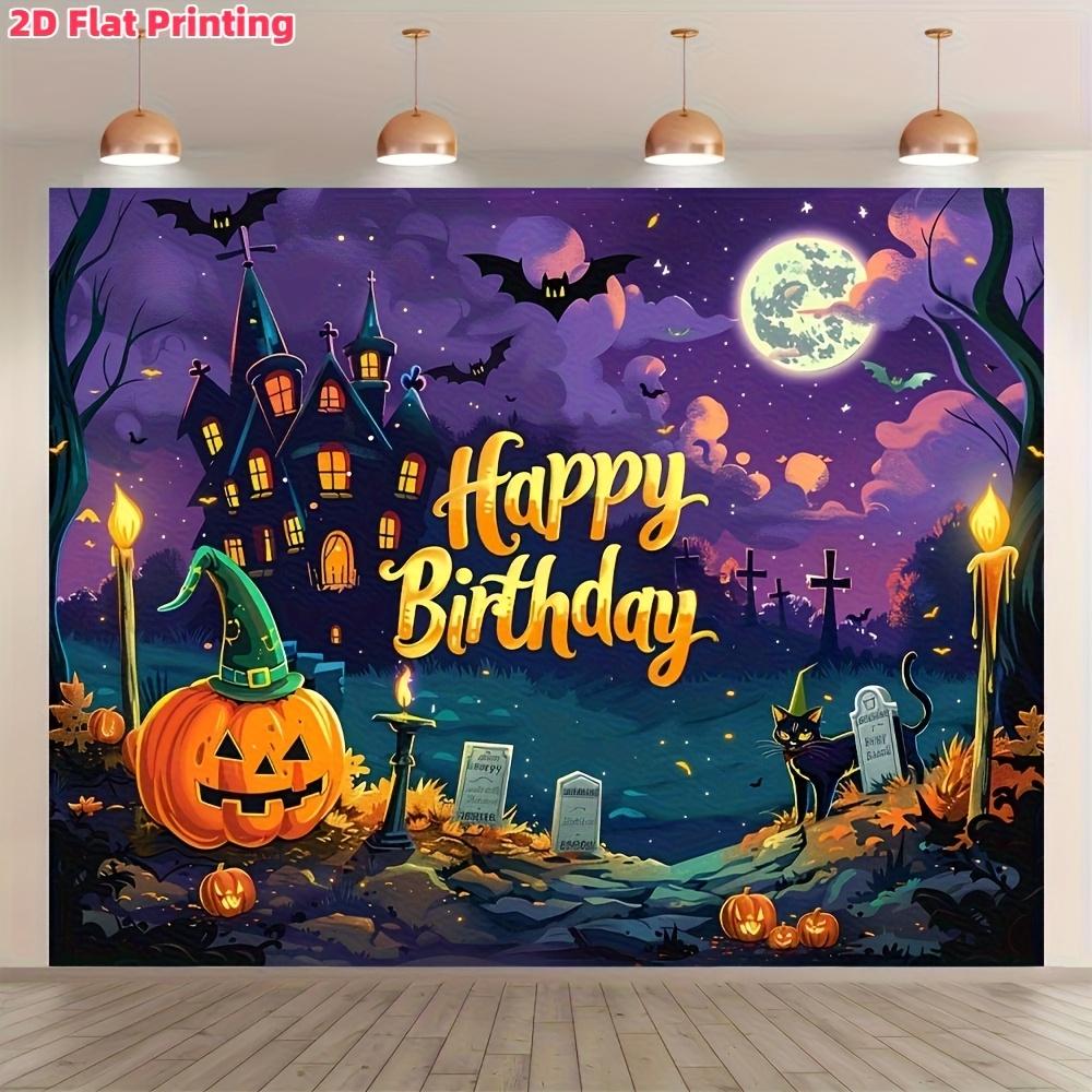 1 piece 2D printed Halloween birthday background cloth Halloween birthday party background pumpkin ghost castle decoration 180X110