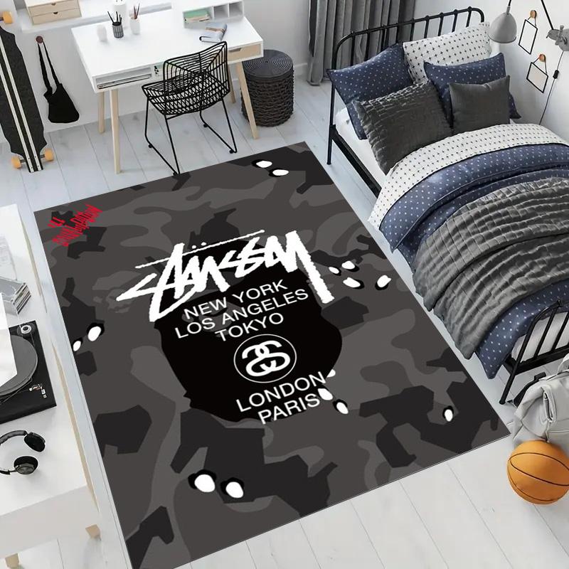 Vintage Beige Paper Skate Circle Text Signature Logo Area Rug Non Slip Mat, Retro Hand Drawn Street Graffiti Carpet for Bedroom Decor