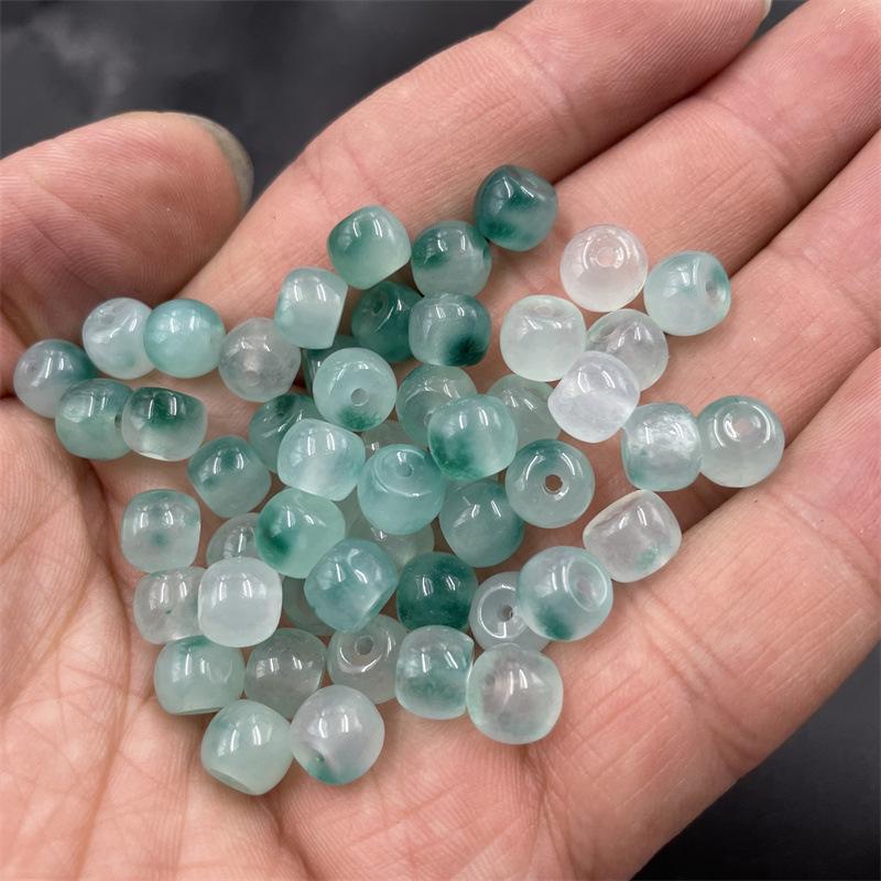 Affordable DIY Jewelry Parts: Blue Veined Bashan Green Jade Old Style Abacus Spacer Beads