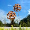 1 Set Vintage Löwenzahn Garten Skulpturen, 3D Kugel Blumenstäbe für die Gartengestaltung, Rustikale Metallpflanzenkunst mit manueller Blütenblattöffnung