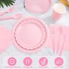 176 Pcs Pink Paper Plates and Napkins Light Pink Party Supplies Include Scalloped Paper Plates Napkins Cup Plastic Tablecloth S