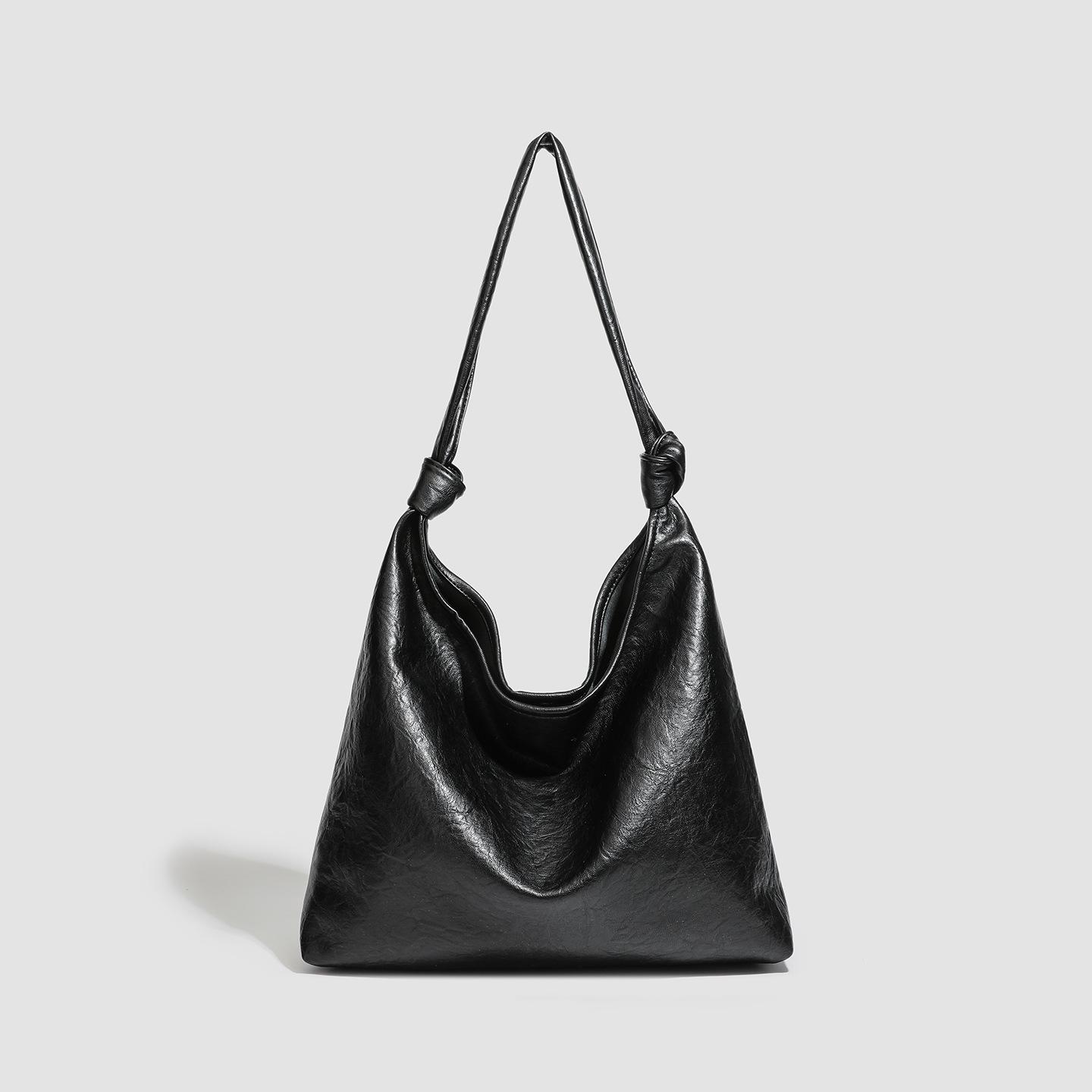 

Retro simple large-capacity tote bag female college student commuter leisure bag single shoulder crossbody underarm handbag female чёрный