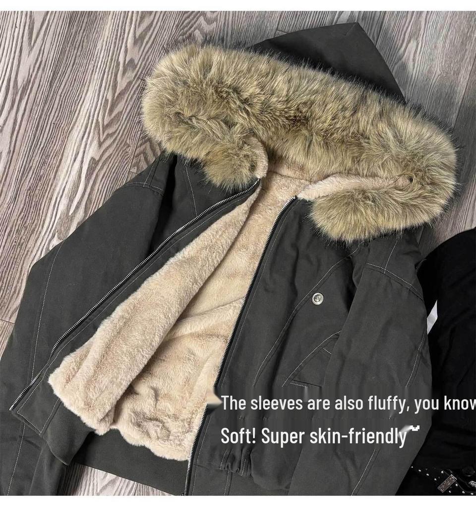 Women's 2025 Korean Style Fleece-Lined Thickened Parka - Cotton-Padded Winter Jacket