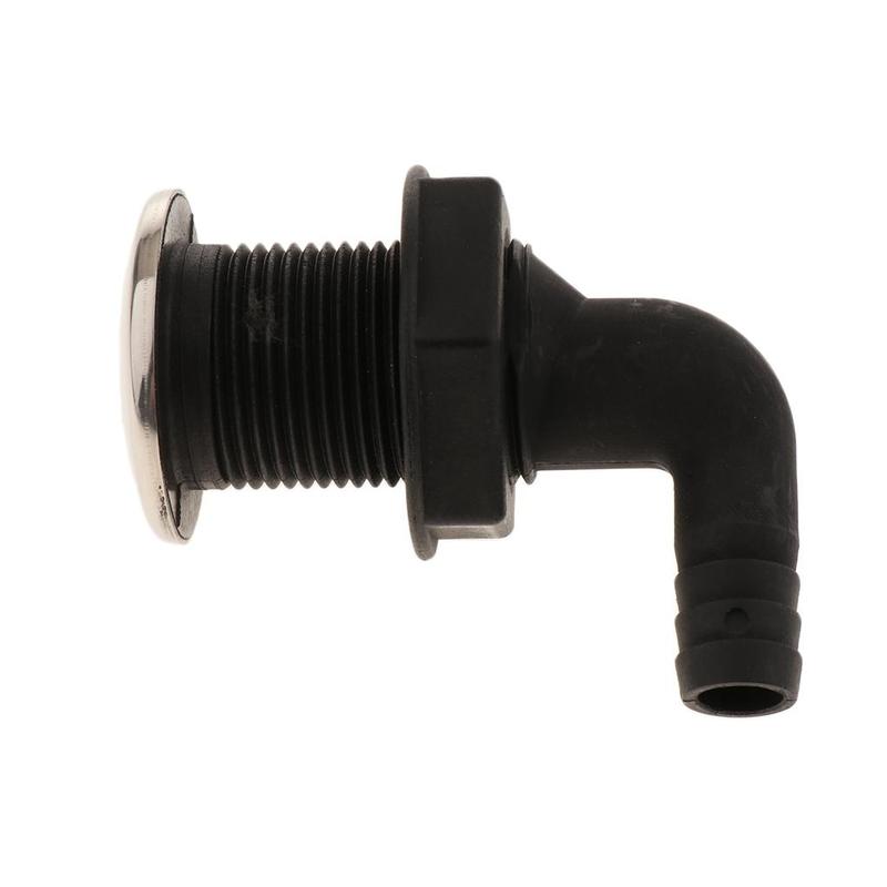 Marine Boat 90 Degree Thru Hull Fitting Through Hulls Bilge Pump Connector for Hose, 3/8-inch, 1/2 Inch