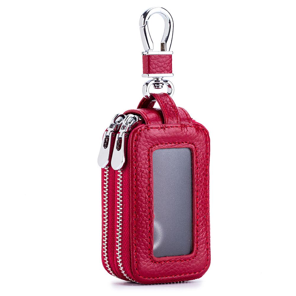 

Double-layer car key bag Guangzhou direct sales, multi-functional zipper, unisex key bag soft бордовый