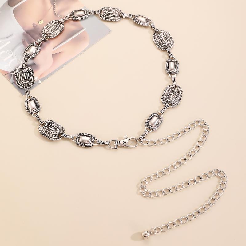 Vintage Oval Craved Metal Waist Chain For Women Retro Style Exquisite Gold Color Plated Belt Chains Fashion Body Jewelry Gifts
