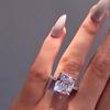 Best-Selling Jewelry, Classic Four-Claw White Square Diamond Ring, Large Zircon Ring Jewelry.