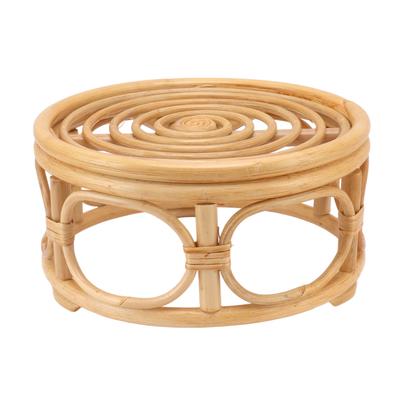Rattan Indoor Pflanzenständer Runde Form Natur Pflanzenregal Handgefertigter Rattan Pflanzgefäßständer für Zuhause