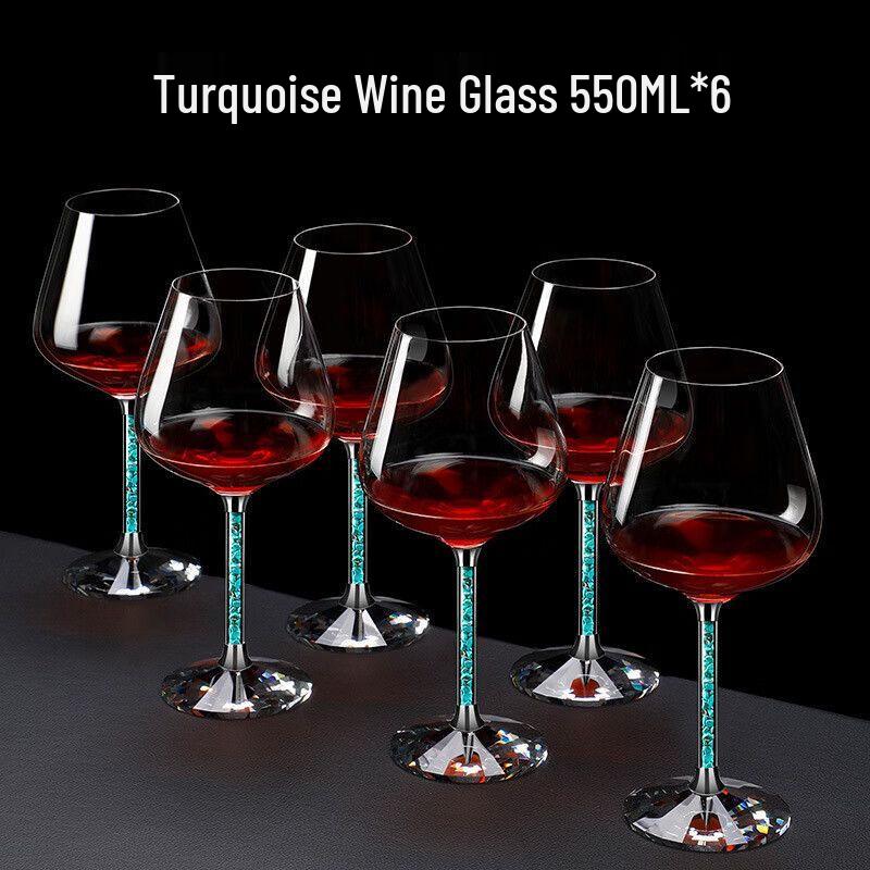 Qiu Qiao Handmade Turquoise Glass Wine Set