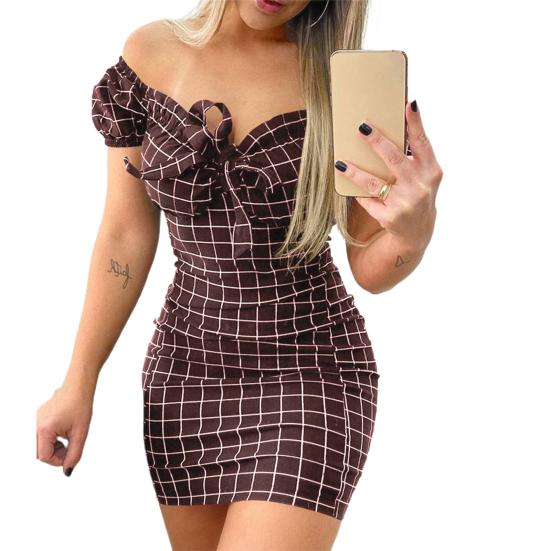 

Облегающее платье в клетку с открытыми плечами, сексуальное платье-футляр без бретелек для вечеринок XL вино красного