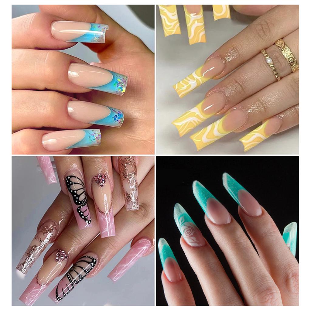 120 stk. Klar Full Dekning Dualt Neglesystem Form UV Gel Akryl Neglekunst Form Kunstige Negletipper med Skala for Forlengelse