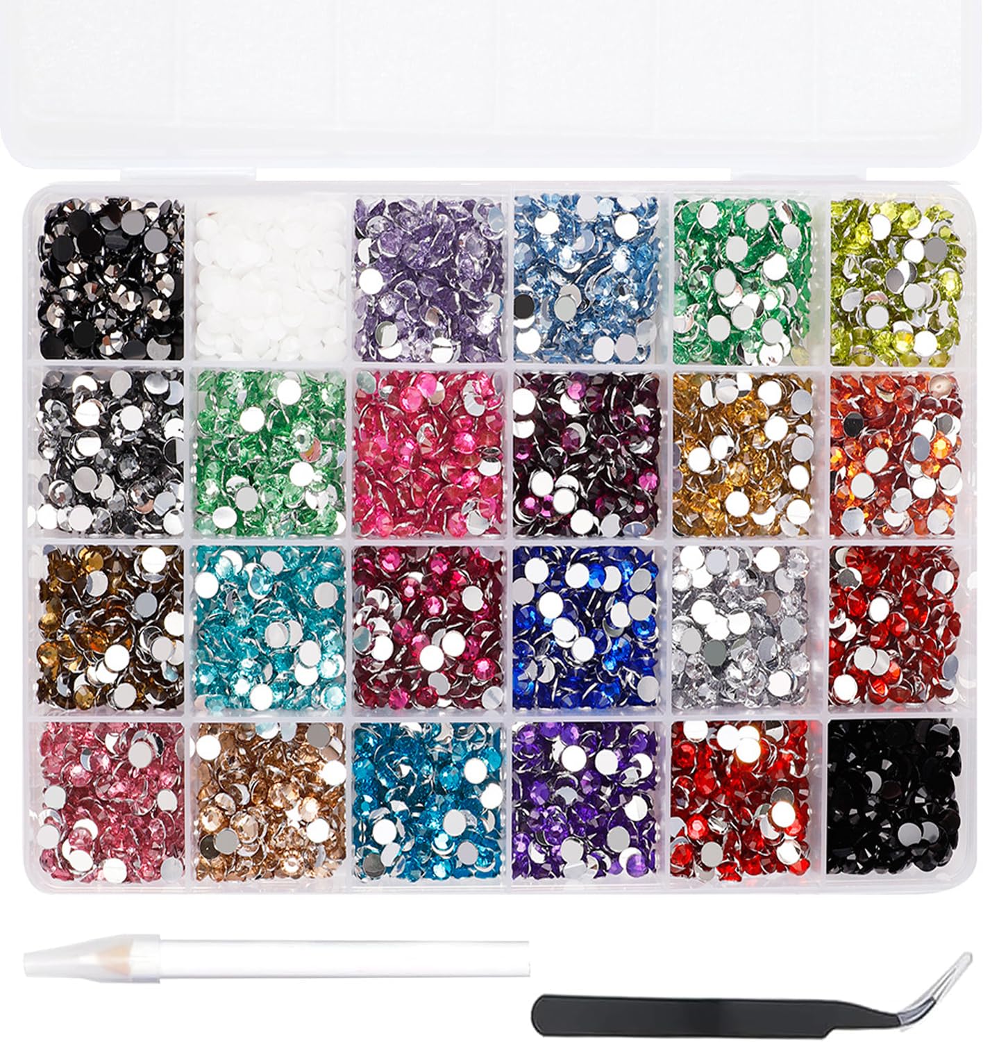 

6000 Страз для ногтей Rhinestones BetterJonny 24 цвета Стразы для ногтей Стеклянные детали для декора ногтей Детали для рукоделия DIY Детали для ногтей Украсьте свои ногти (5мм)