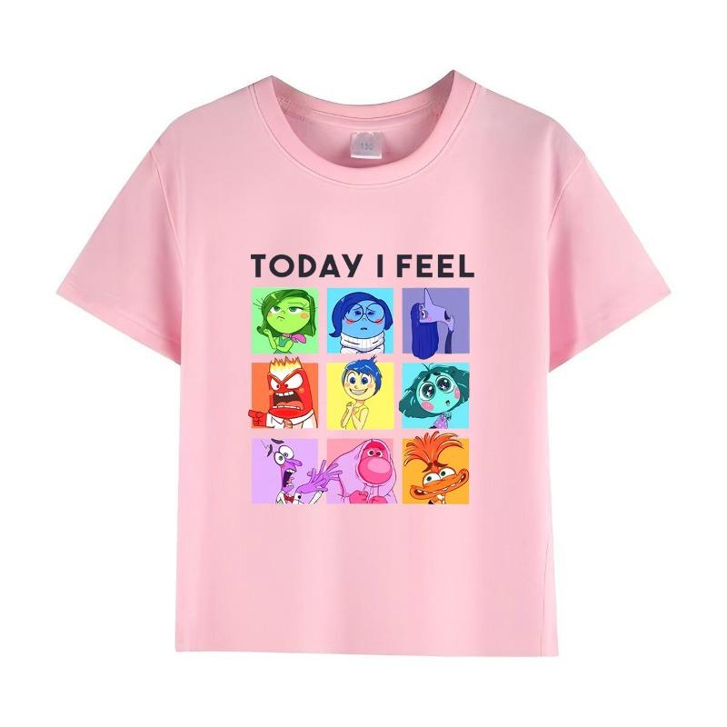 Disney Pixar inside out 2 'Today I Feel' T-Shirt for Boys & Girls Short Sleeve Casual Top Ages 3-12 Toddler Summer Clothing