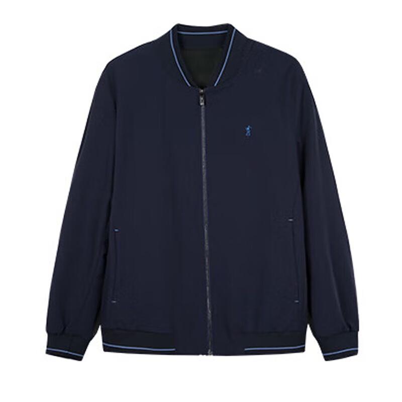 TRIES Men's Striped Color-Block Baseball Collar Jacket
