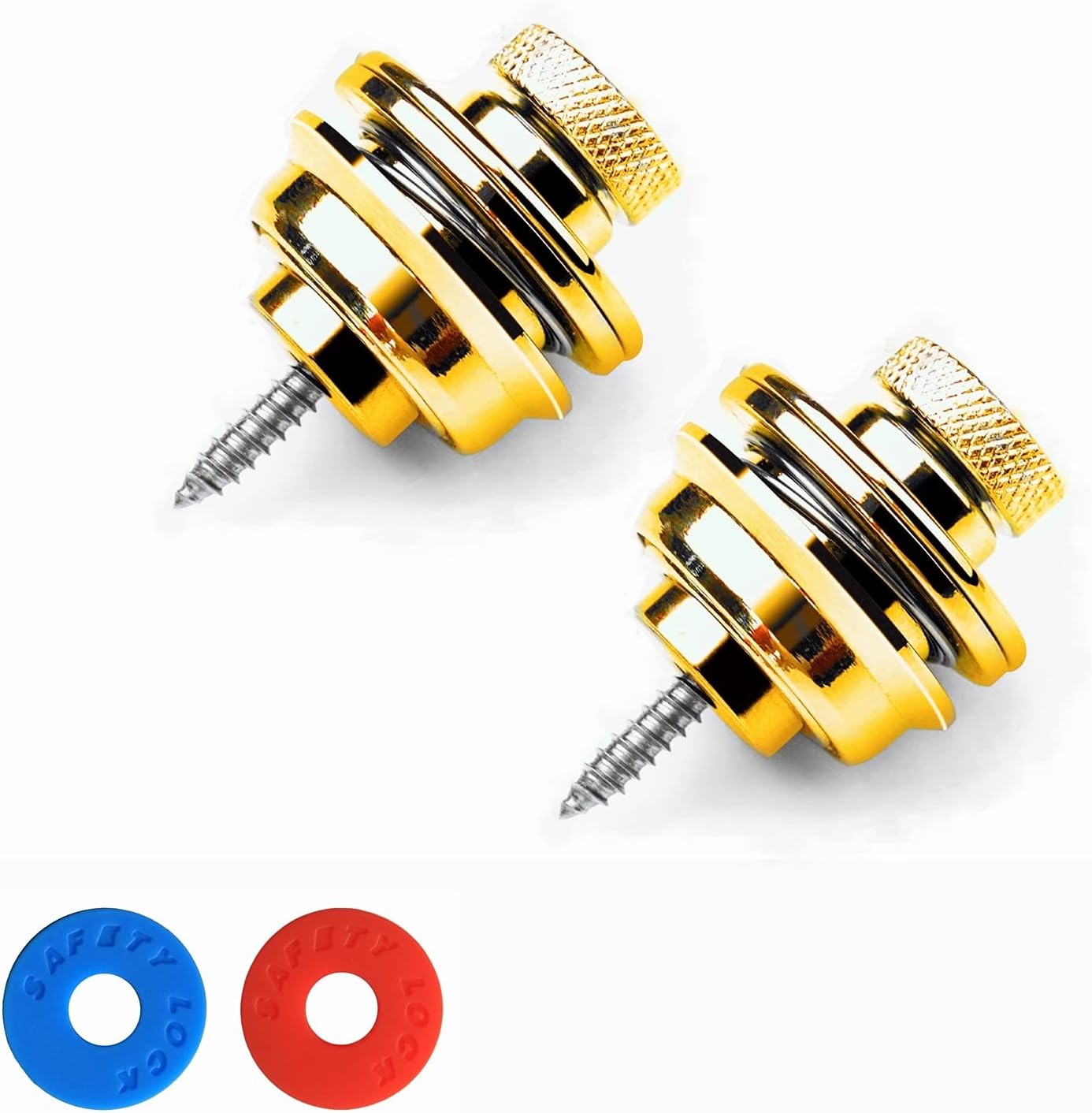 

Замки для ремінця для гітари Плоский ремінець із круглою головкою та гумовим блоком 2/4 шт. золотий