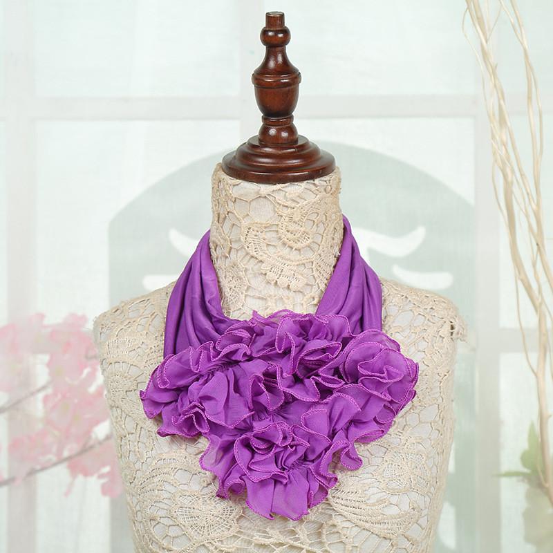 

New Solid Color Floral Collar Scarf Luxury Brand Scarf Women New Fashion Neckerchief Ring Scarves Neck Scarf For Ladies