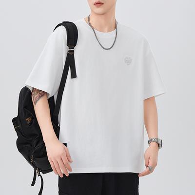 Latest Summer Short-sleeved T-shirt for Men Heavy Embroidered T-shirt Round Neck Relaxed Fit Five-point Sleeve Everyday