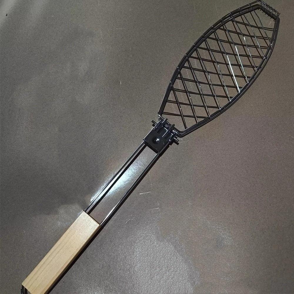 

Folding Handle Grilling Basket Stainless Steel Nonstick Grilled Fish Clip Anti-scald Electroplating BBQ Tool Roasting Meat