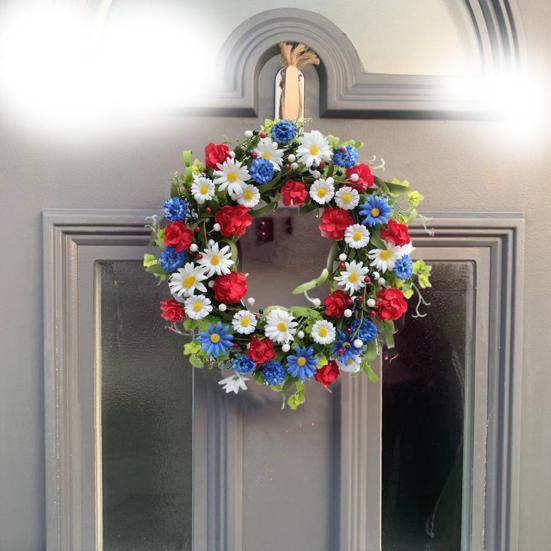 Künstlicher Kranz Memorial Day Unabhängigkeitstag Veteranentag Haustür Rot Blau