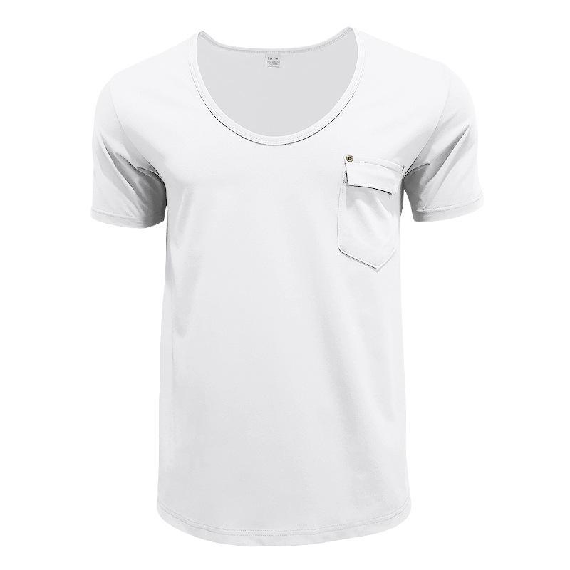 Men S Short Sleeve Round Neck Solid Color T Shirt Big Size Summer