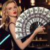 Large Folding Hand Tear Fan (Dollar Pattern) - Music Festival Fan, Dance Fan, Gift & Unique Decorative Fan