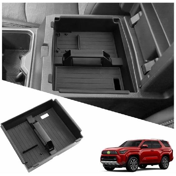 2025 4Runner Center Console Organizer for 2025 6th Gen Toyota 4Runner Accessories ABS Material Armrest Console Glove Tray Compatible with 2025 Toyota