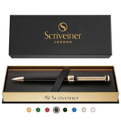 Scriveiner Ballpoint Finest 24K Gold Schmidt Black Best Ballpoint Pen Gift Perfect for Office Black Lacquer Ballpoint Pen Pen, Finish, Refill, Set,